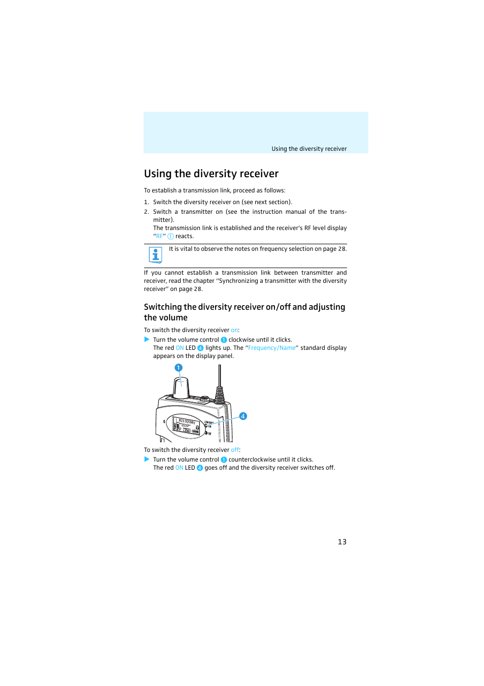 Using the diversity receiver | Sennheiser EK 2000 IEM User Manual | Page 14 / 41