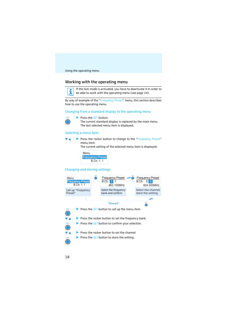 Working with the operating menu | Sennheiser EK 2000 IEM User Manual | Page 19 / 41