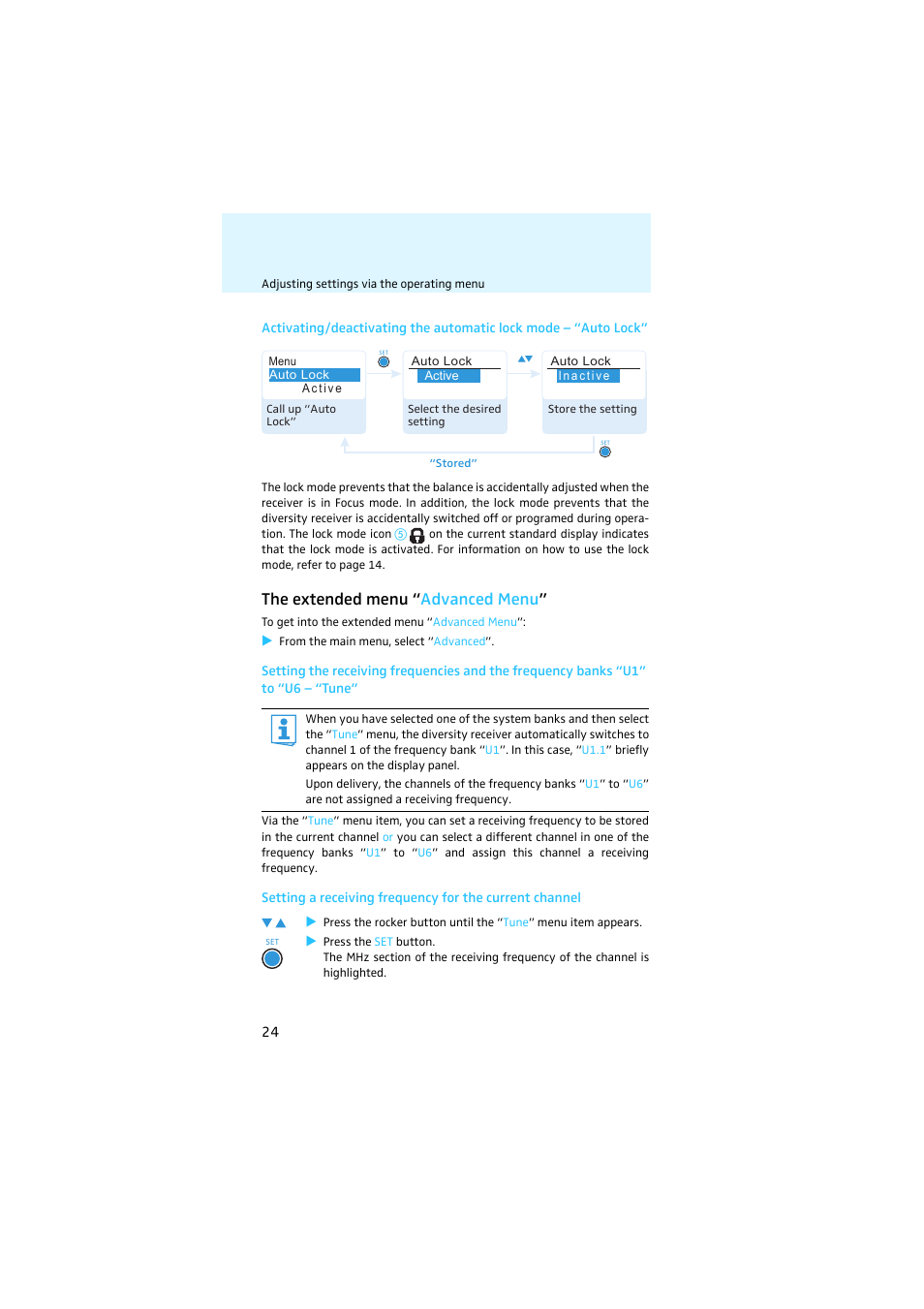 The extended menu “advanced menu, The extended menu “ advanced menu | Sennheiser EK 2000 IEM User Manual | Page 25 / 41