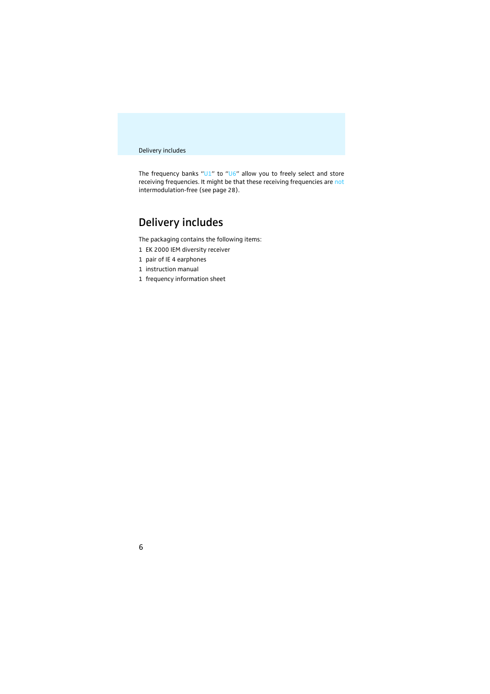 Delivery includes | Sennheiser EK 2000 IEM User Manual | Page 7 / 41