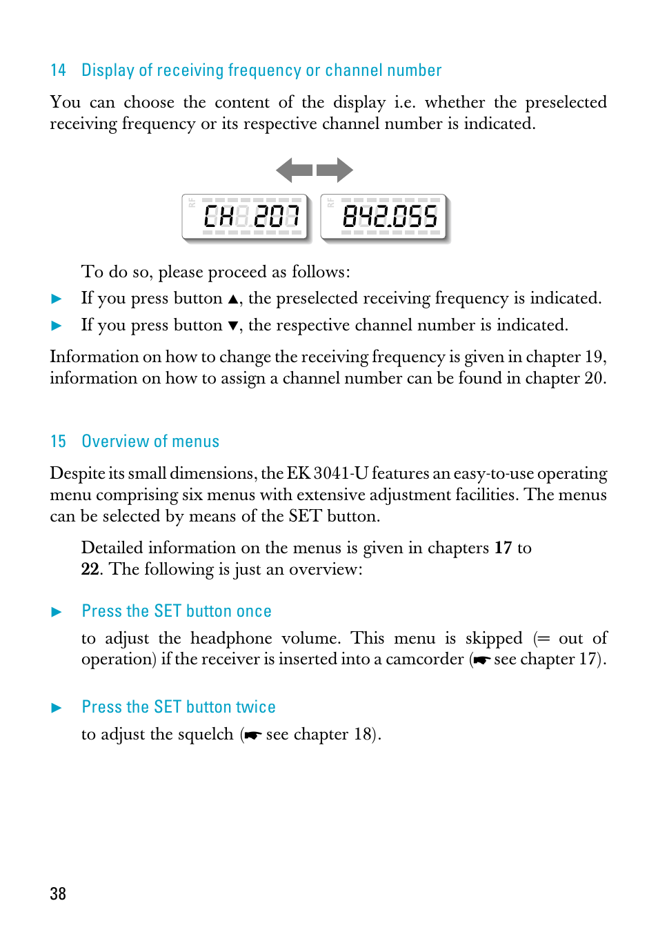 15 overview of menus | Sennheiser EK 3041-U User Manual | Page 12 / 25