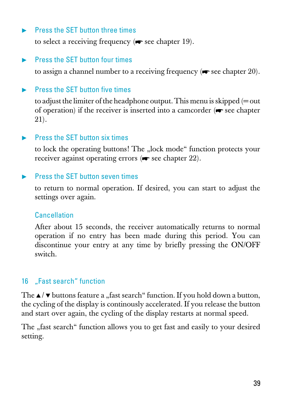 16 „fast search“ function | Sennheiser EK 3041-U User Manual | Page 13 / 25