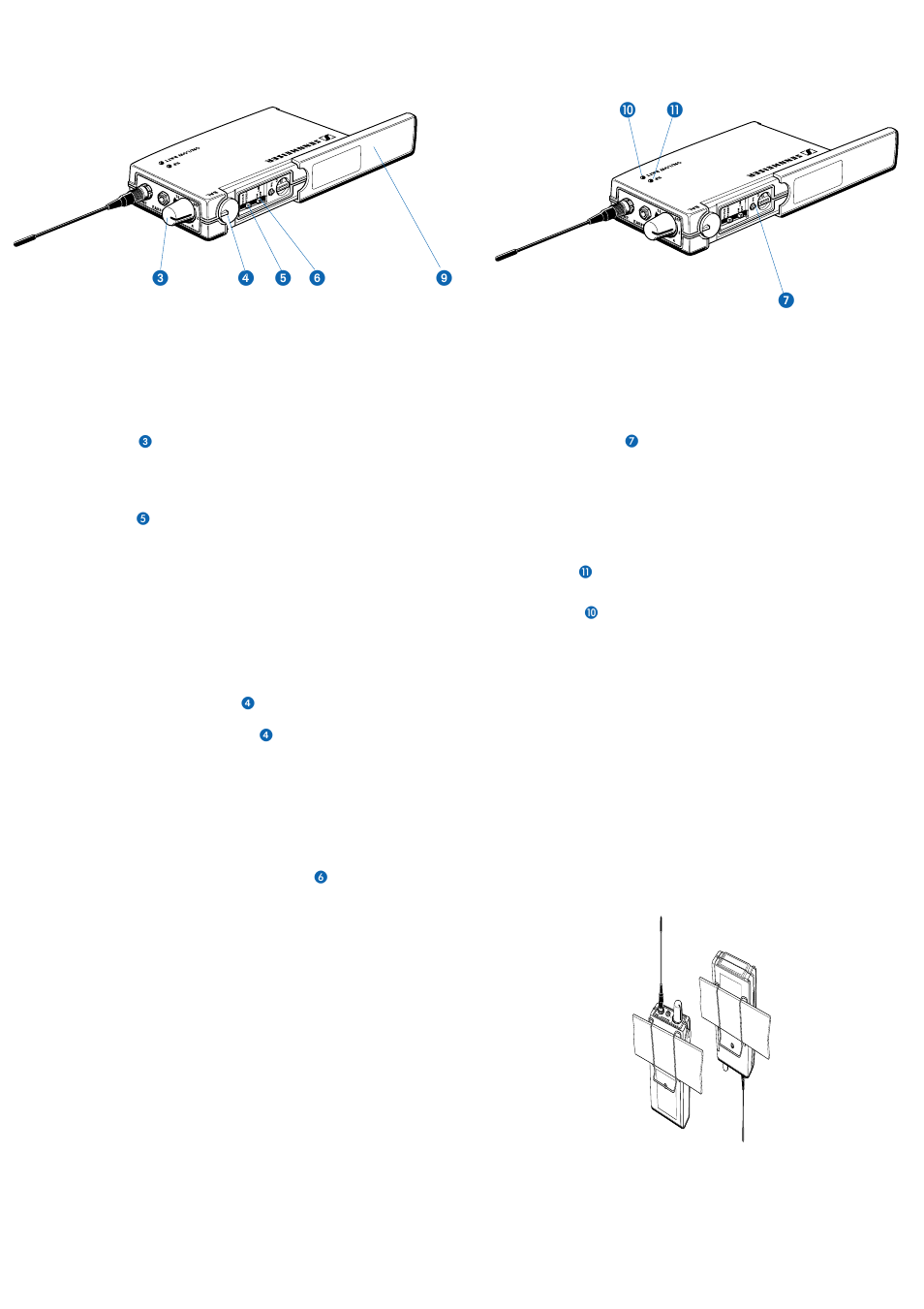 15 réglage du squelch, 17 mise en place du récepteur, 11 réglage du volume | 12 commutation stéréo/focus, 13 réglage de balance, 14 réglage du limiteur | Sennheiser EK 3053-U User Manual | Page 18 / 39