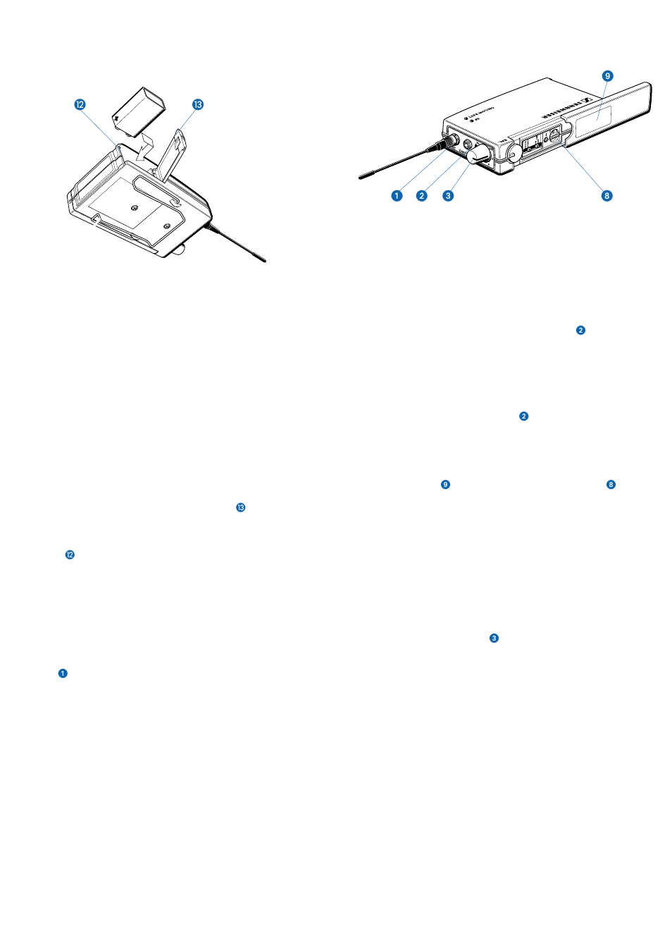 8conectar el auricular, 9elegir el canal de recepción, 10 conexión | 5servicio con pilas o acumuladores, 6forma de colocar y cambiar la pila, 7antena | Sennheiser EK 3053-U User Manual | Page 29 / 39