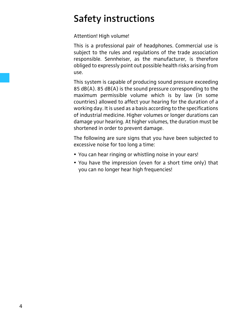 Safety instructions | Sennheiser HD 280 User Manual | Page 5 / 13