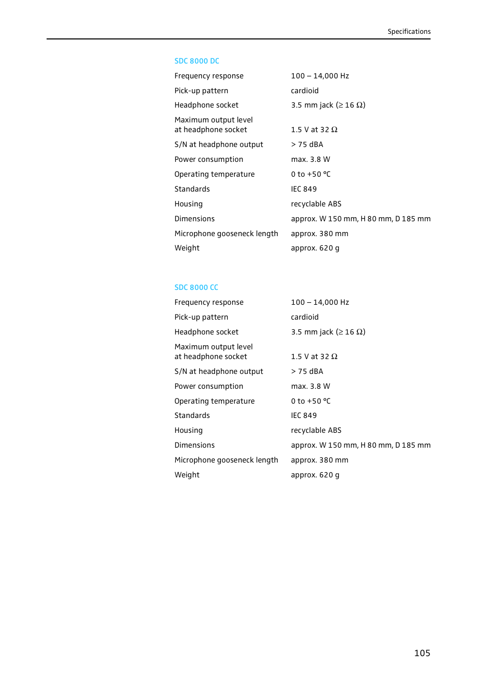 Sdc 8000 dc, Sdc 8000 cc, Sdc 8000 dc sdc 8000 cc | Sennheiser CONFERENCE SYSTEM SDC 8000 User Manual | Page 105 / 116