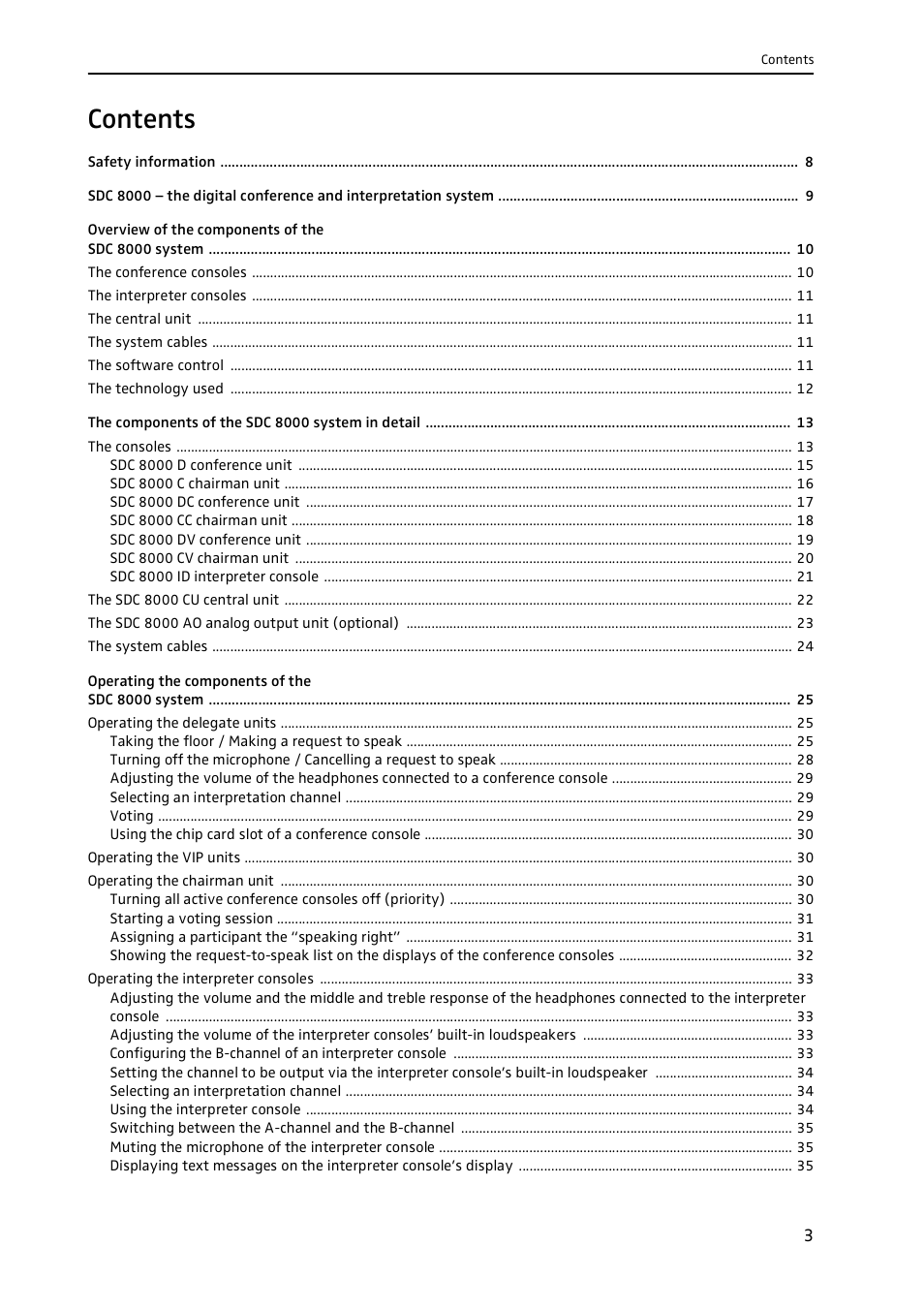 Sennheiser CONFERENCE SYSTEM SDC 8000 User Manual | Page 3 / 116