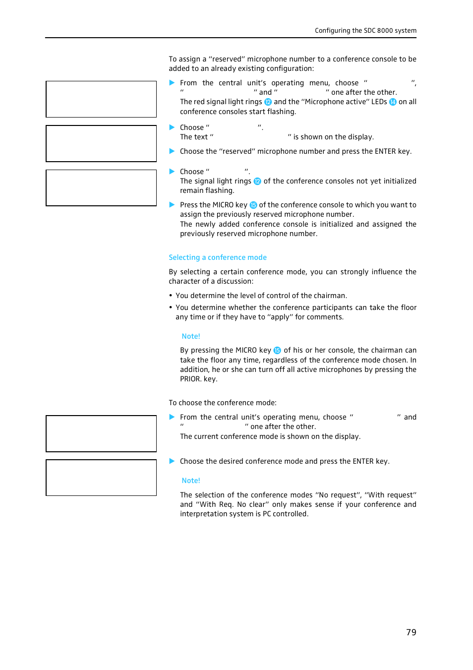 Selecting a conference mode | Sennheiser CONFERENCE SYSTEM SDC 8000 User Manual | Page 79 / 116