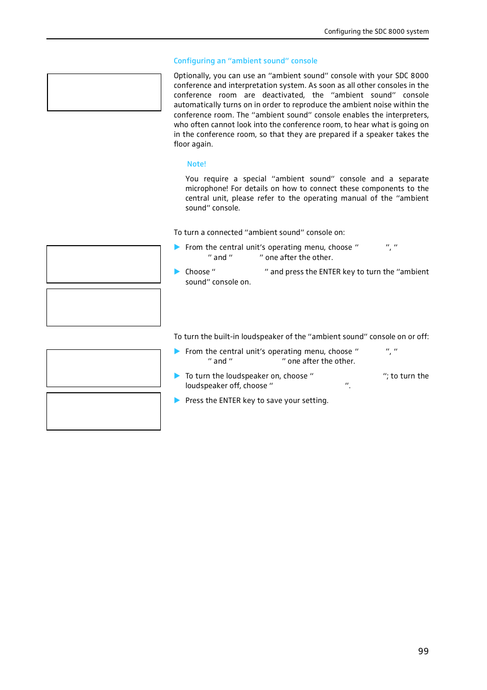 Configuring an “ambient sound” console | Sennheiser CONFERENCE SYSTEM SDC 8000 User Manual | Page 99 / 116