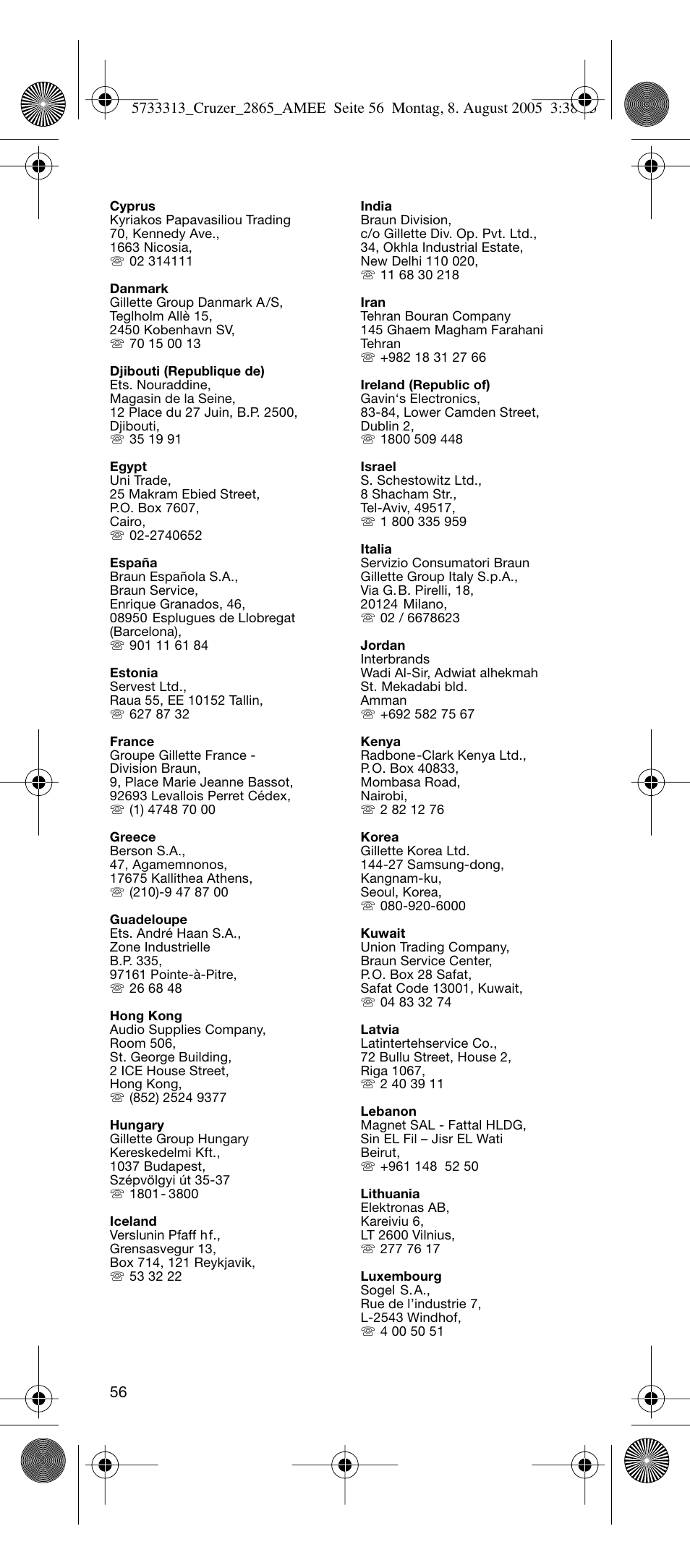 Braun 2865 User Manual | Page 56 / 62