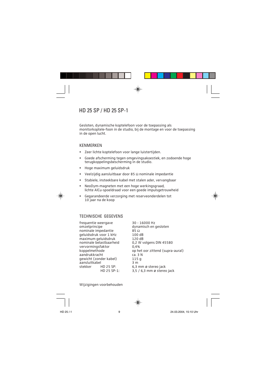 Sennheiser HD 25 SP / -1 User Manual | Page 7 / 8