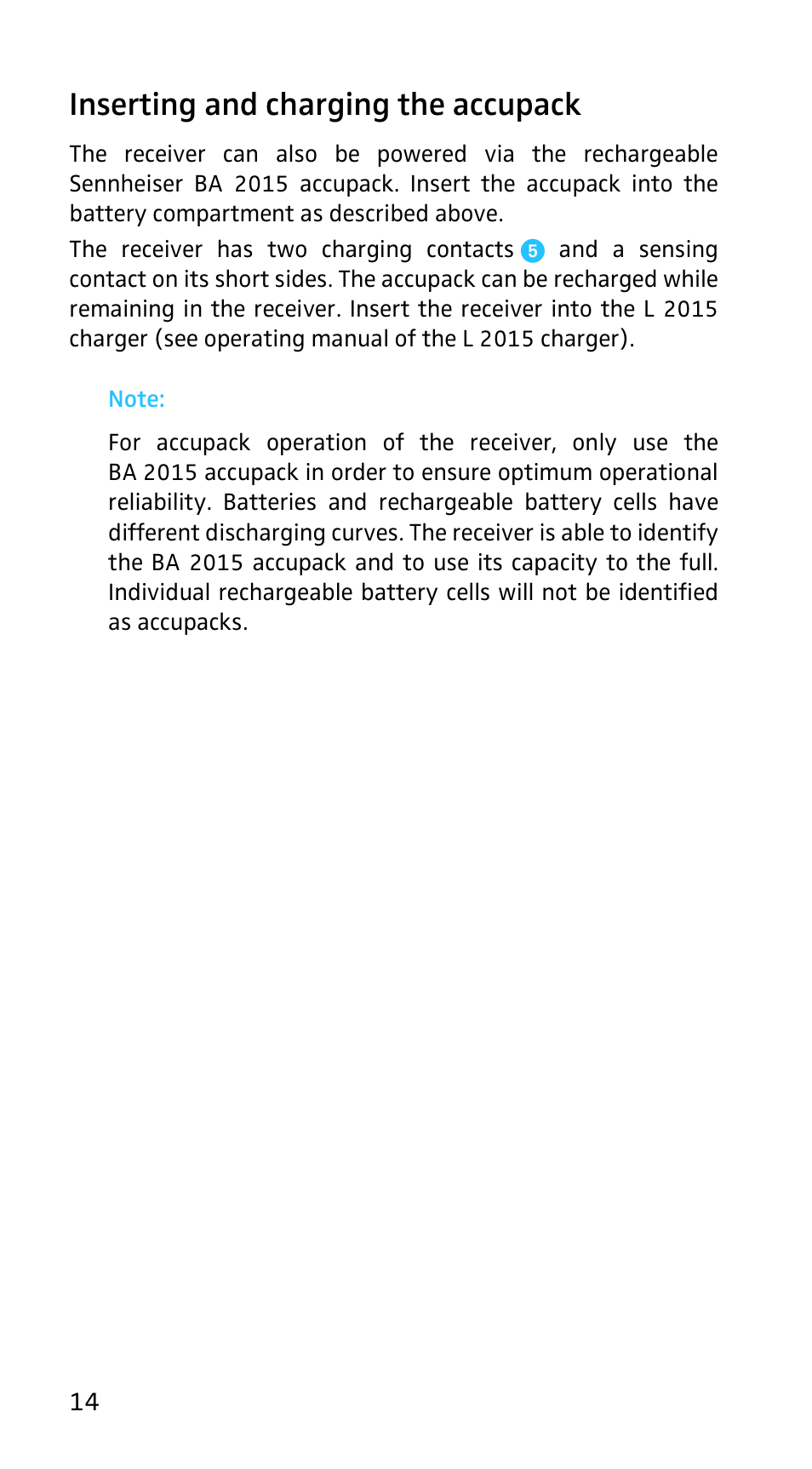 Inserting and charging the accupack | Sennheiser EK3253 User Manual | Page 12 / 36