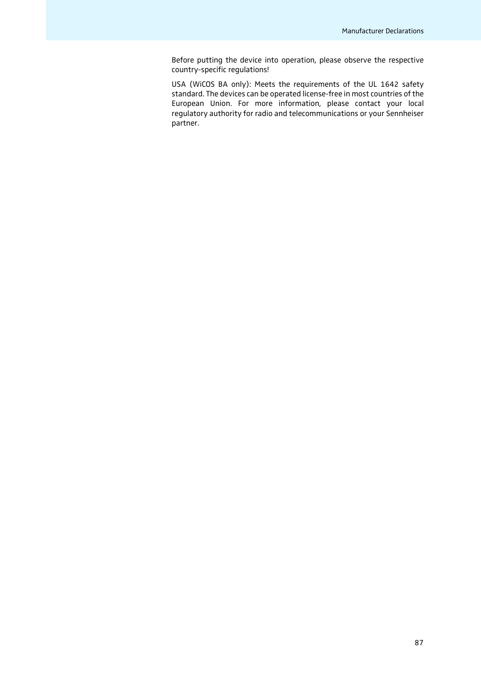Sennheiser WiCOS User Manual | Page 89 / 92