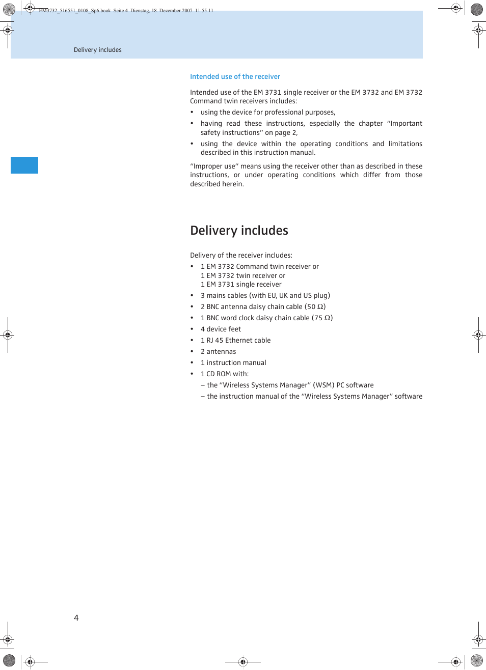 Delivery includes | Sennheiser EM 3732 User Manual | Page 52 / 269