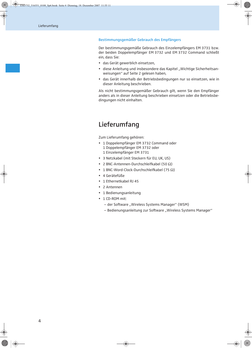 Lieferumfang | Sennheiser EM 3732 User Manual | Page 8 / 269