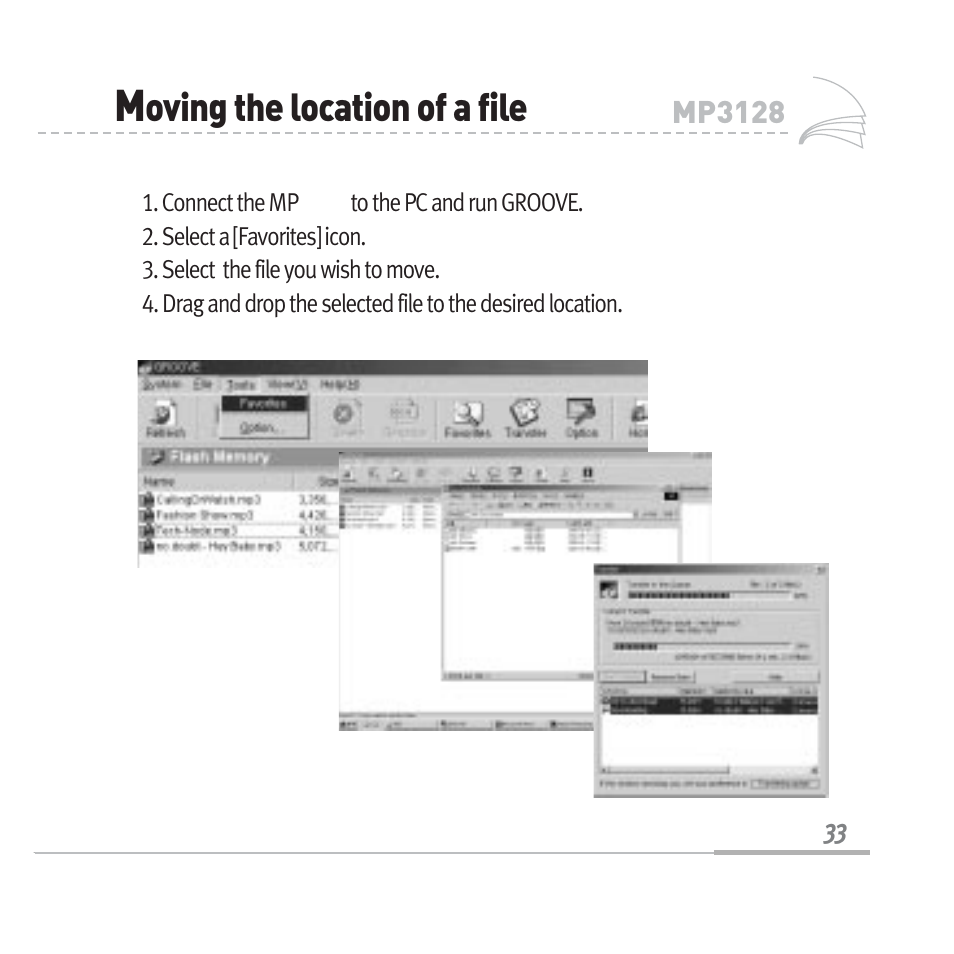 Oving the location of a file | Sennheiser Digital Audio Player MP3128 User Manual | Page 36 / 44