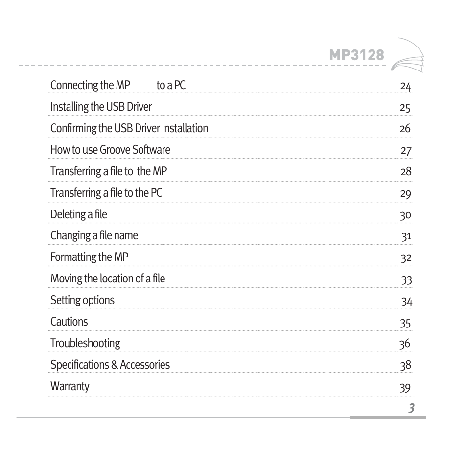 Mp3128 | Sennheiser Digital Audio Player MP3128 User Manual | Page 6 / 44