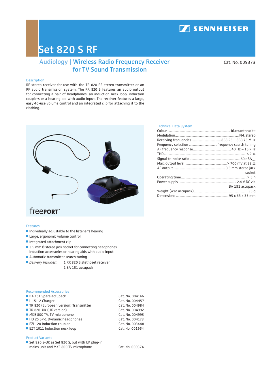 Sennheiser 820 S RF User Manual | 1 page