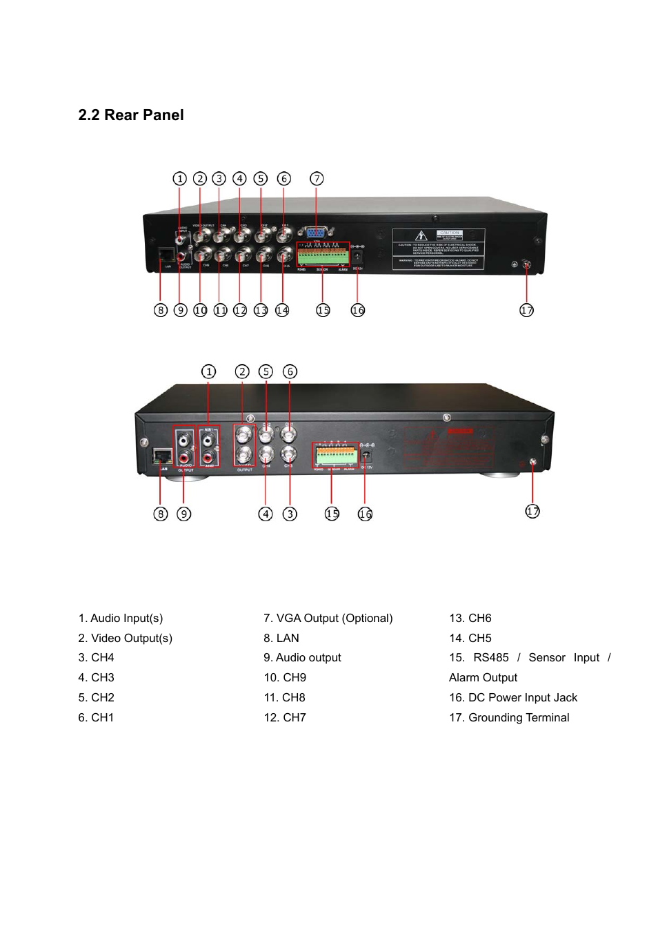 2 rear panel | Swann 4/9-SecuraNet SW243-4MB User Manual | Page 7 / 36