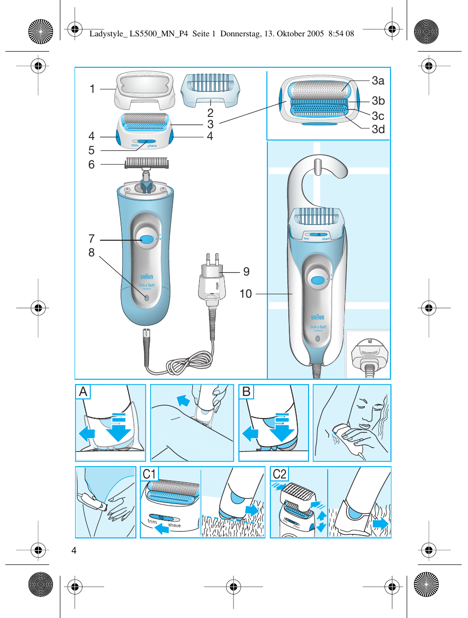 C1 c2, 3b 3a 3c 3d | Braun LS 5500 User Manual | Page 4 / 82