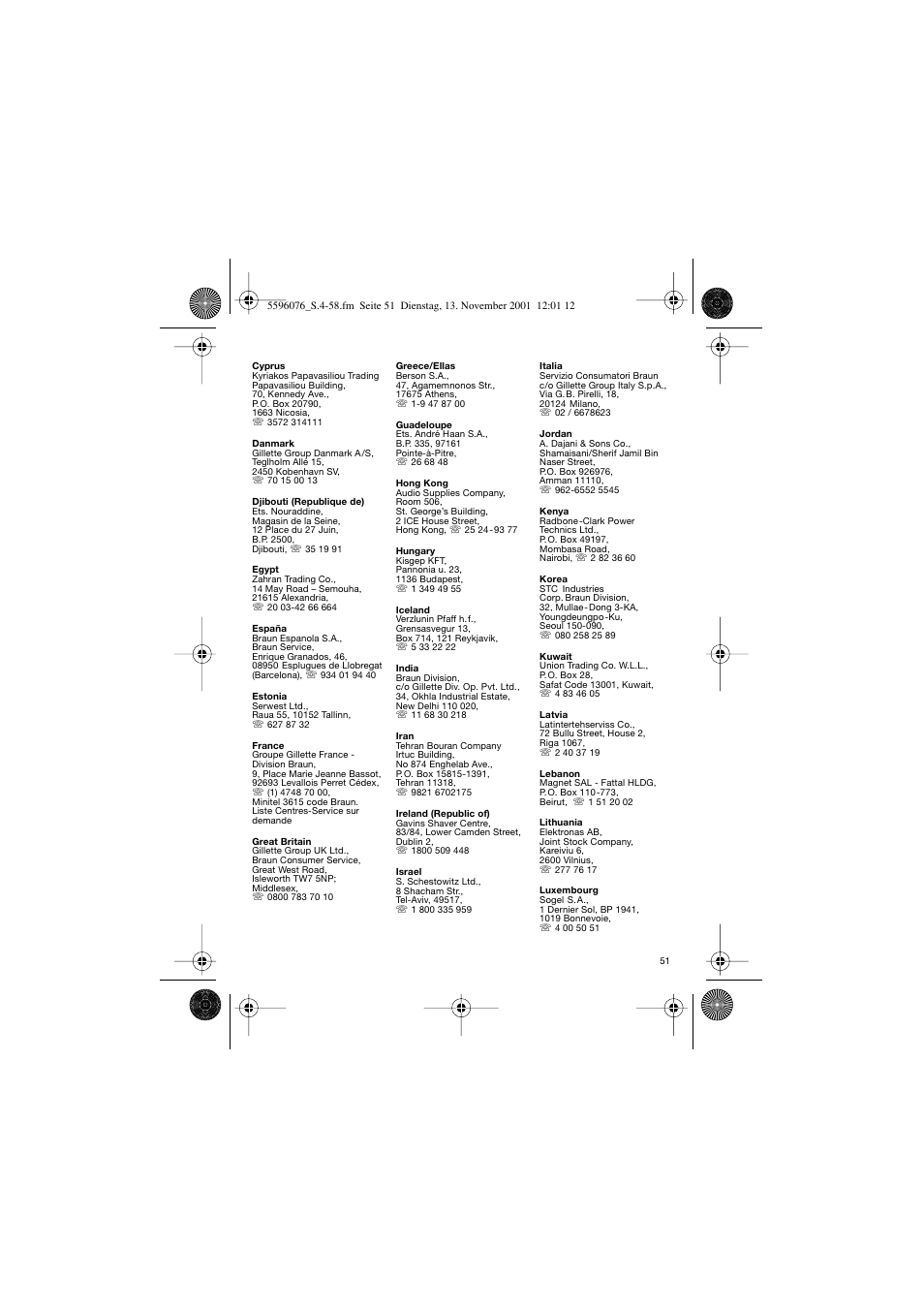 Braun 2560 User Manual | Page 51 / 54