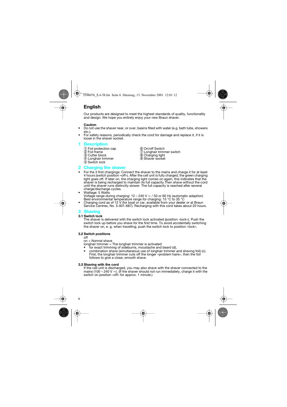 English | Braun 2560 User Manual | Page 6 / 54