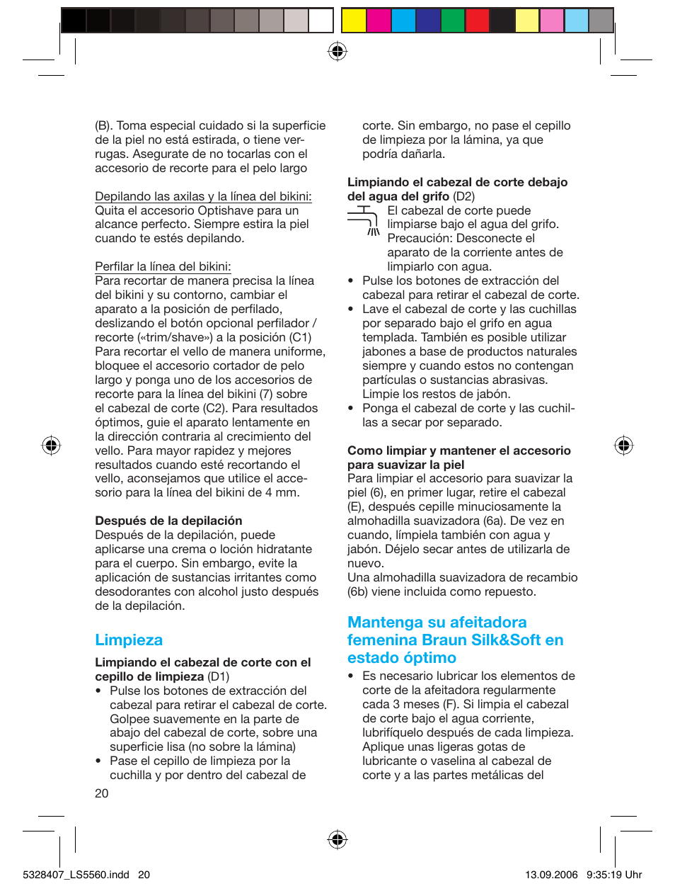 Limpieza | Braun LS 5560 User Manual | Page 19 / 88