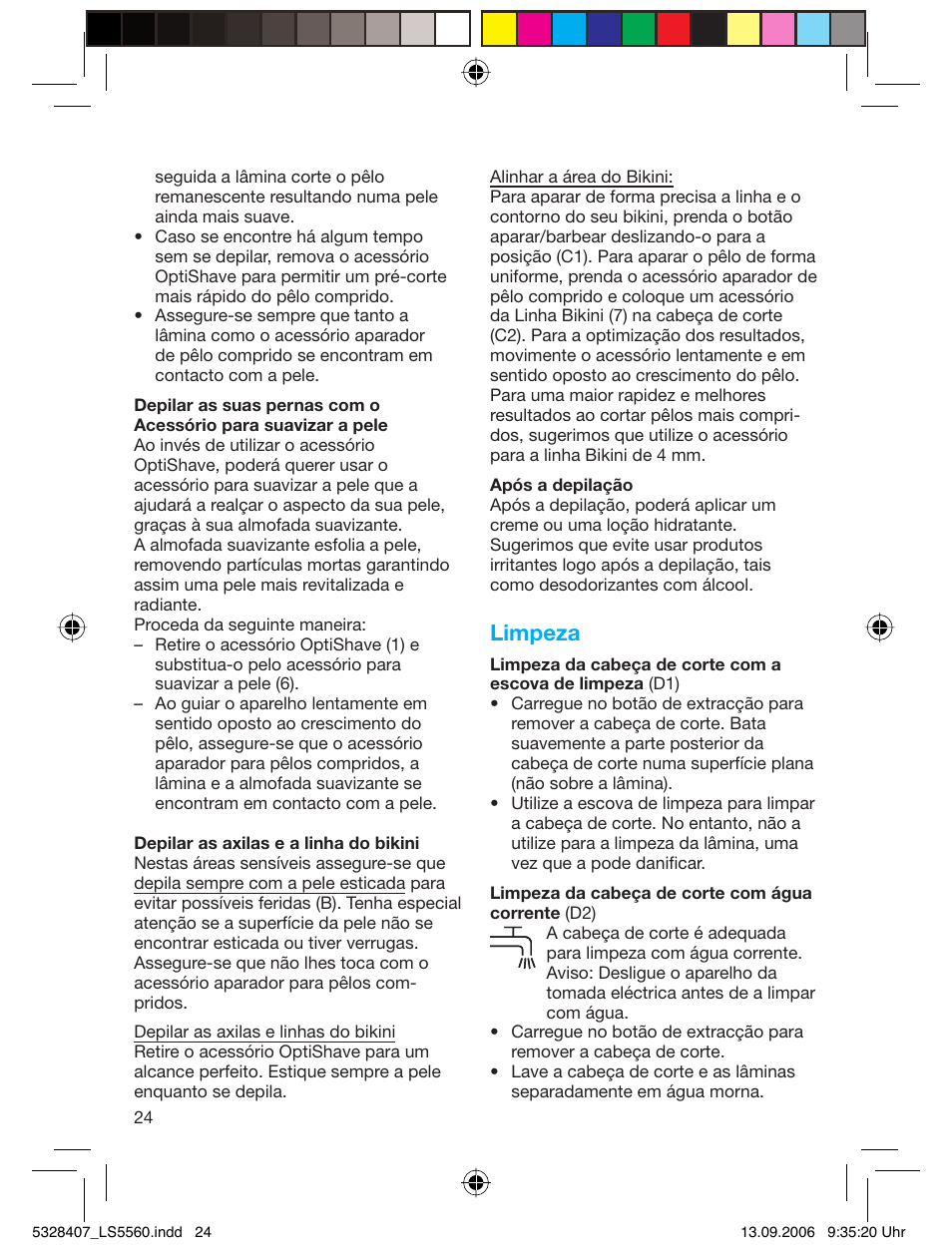 Limpeza | Braun LS 5560 User Manual | Page 23 / 88