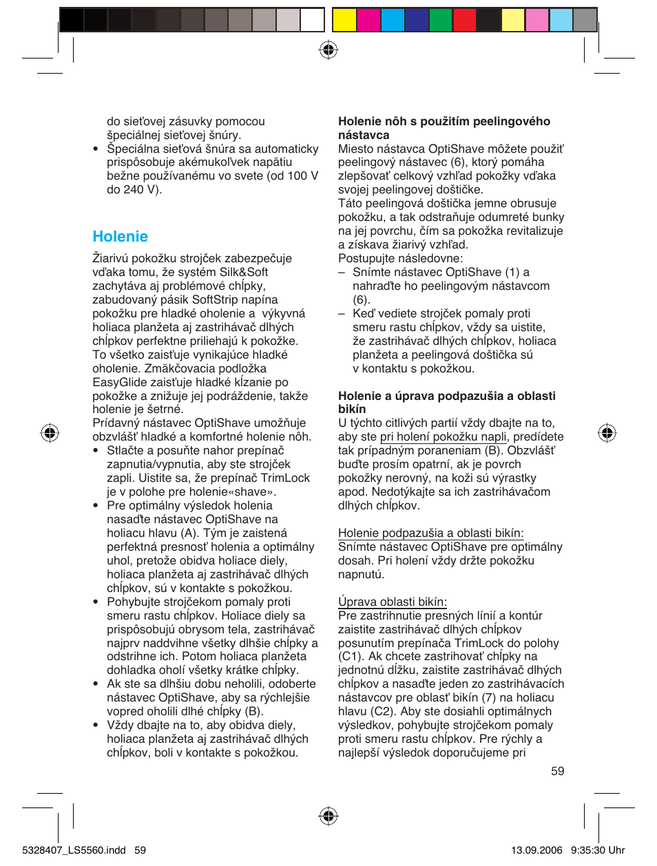 Holenie | Braun LS 5560 User Manual | Page 58 / 88
