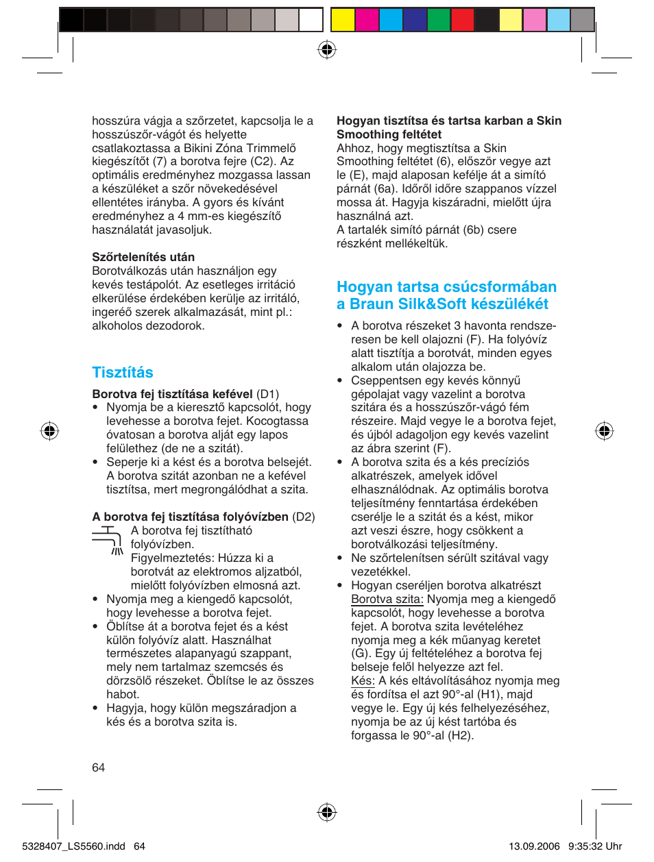 Tisztítás | Braun LS 5560 User Manual | Page 63 / 88