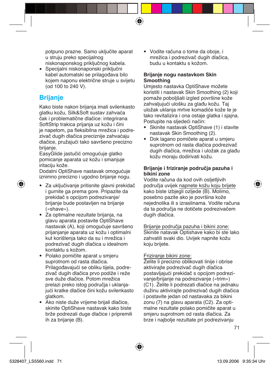 Brijanje | Braun LS 5560 User Manual | Page 70 / 88