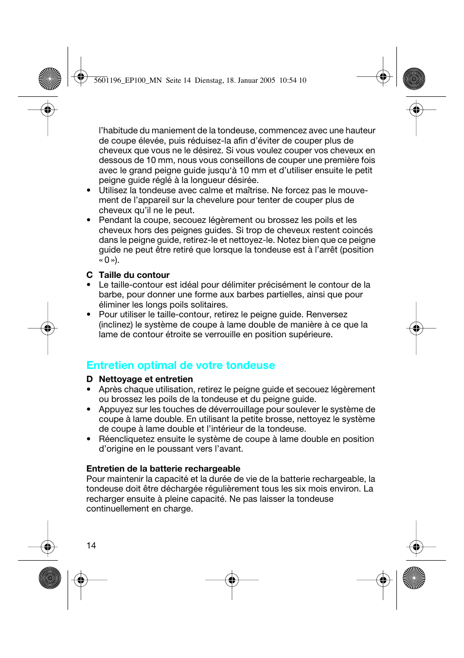 Entretien optimal de votre tondeuse | Braun 7546 User Manual | Page 14 / 62