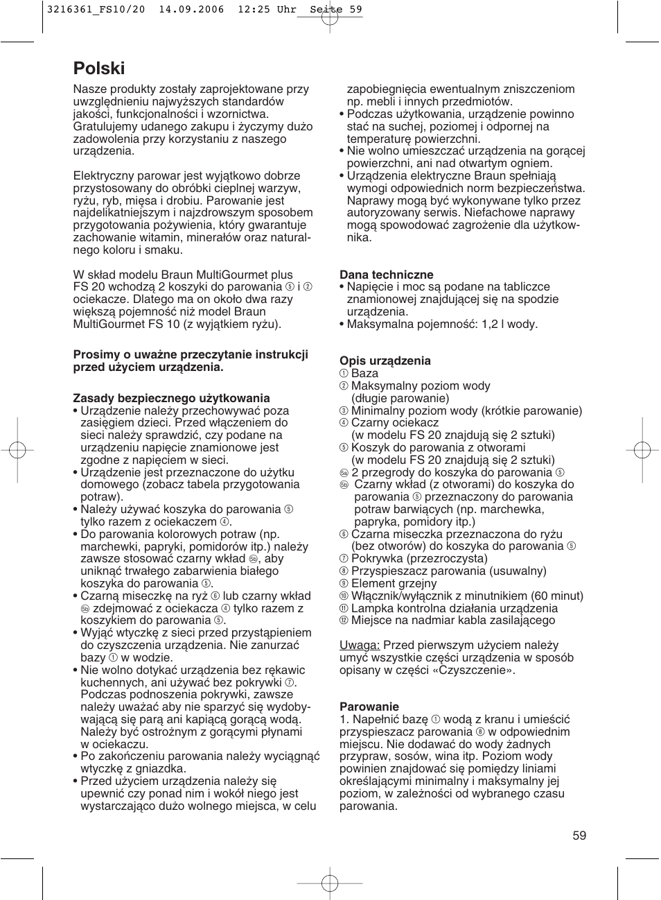 Polski | Braun FS10 User Manual | Page 59 / 90