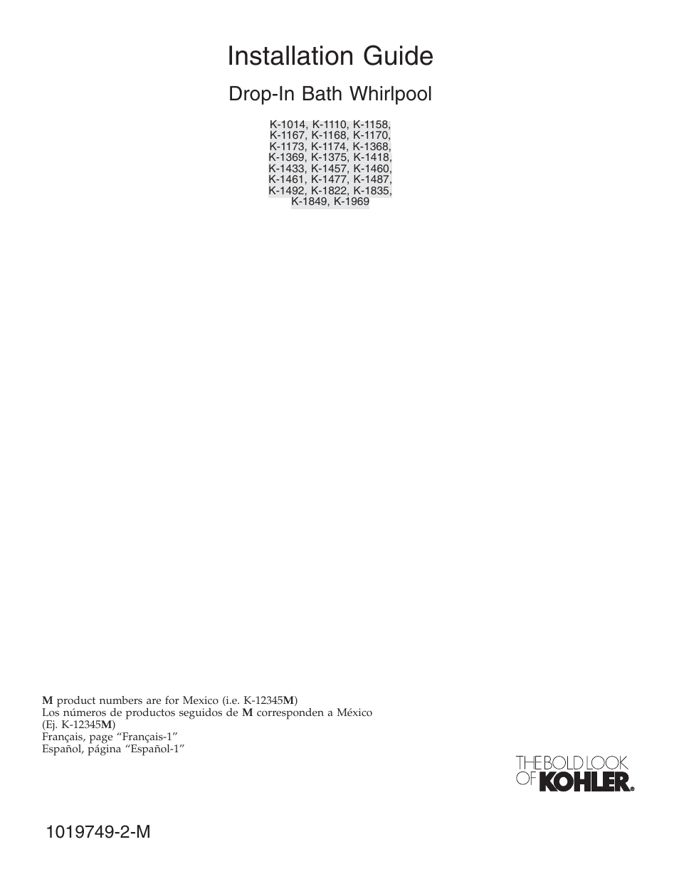 Kohler K-1460 User Manual | 60 pages