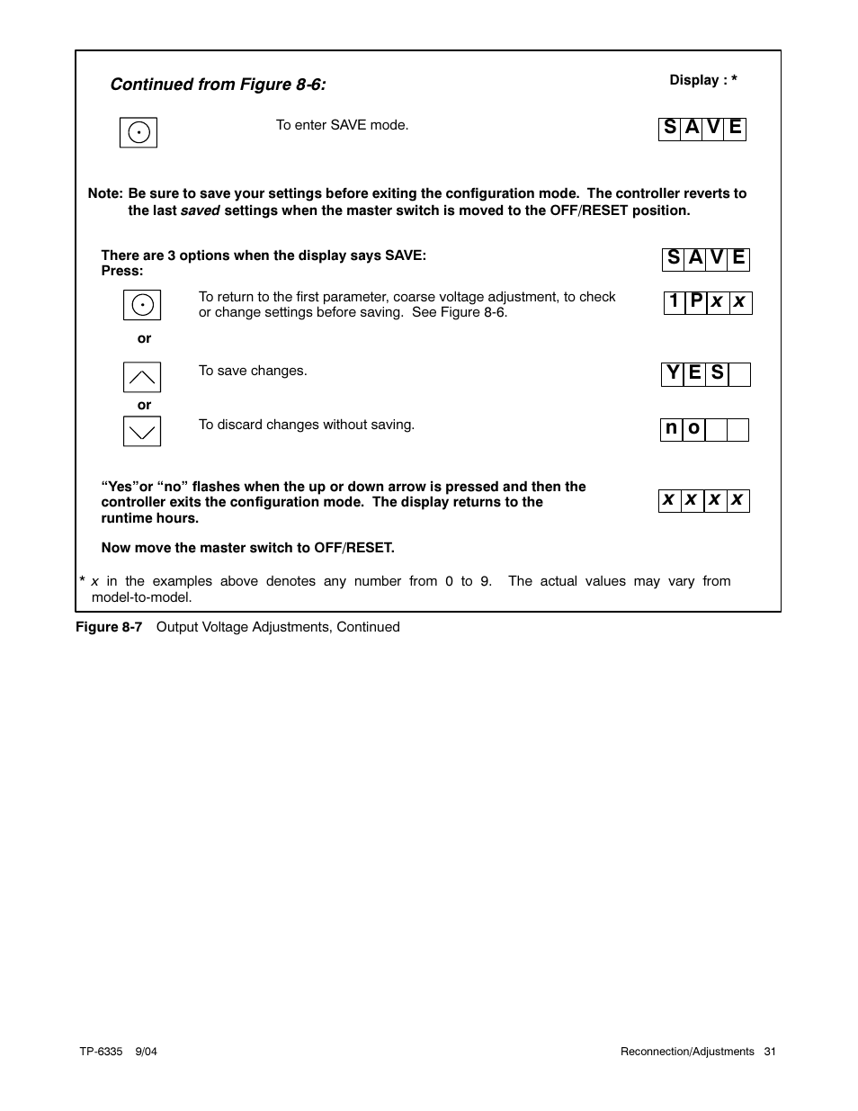 S a v e | Kohler 13ERG User Manual | Page 41 / 52