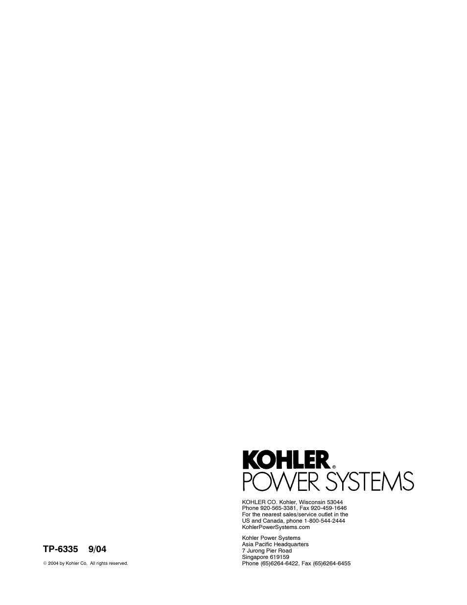 Kohler 13ERG User Manual | Page 52 / 52