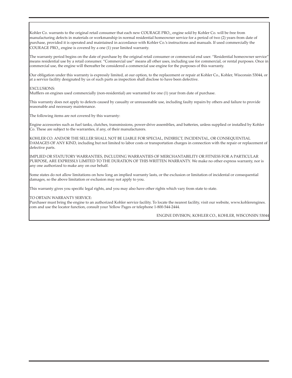 Courage pro | Kohler Courage SV720 User Manual | Page 17 / 20