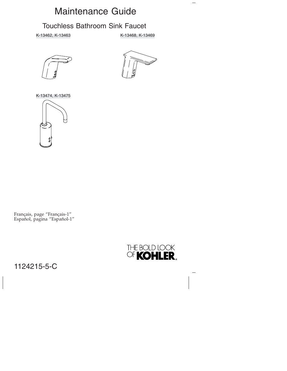 Kohler Touchless bathroom Sink Faucet K-13469 User Manual | 36 pages