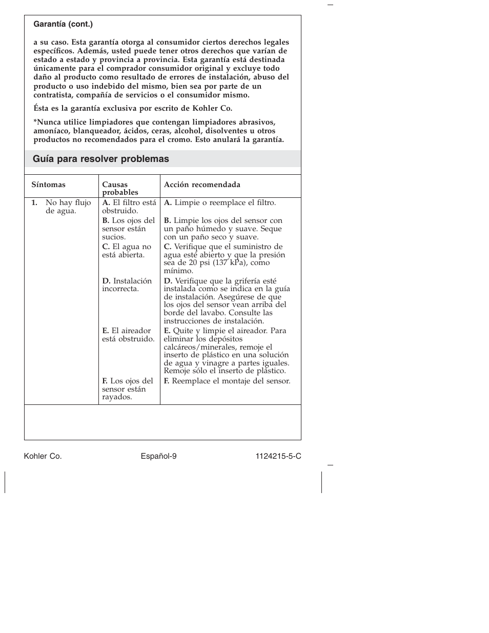 Kohler Touchless bathroom Sink Faucet K-13469 User Manual | Page 33 / 36