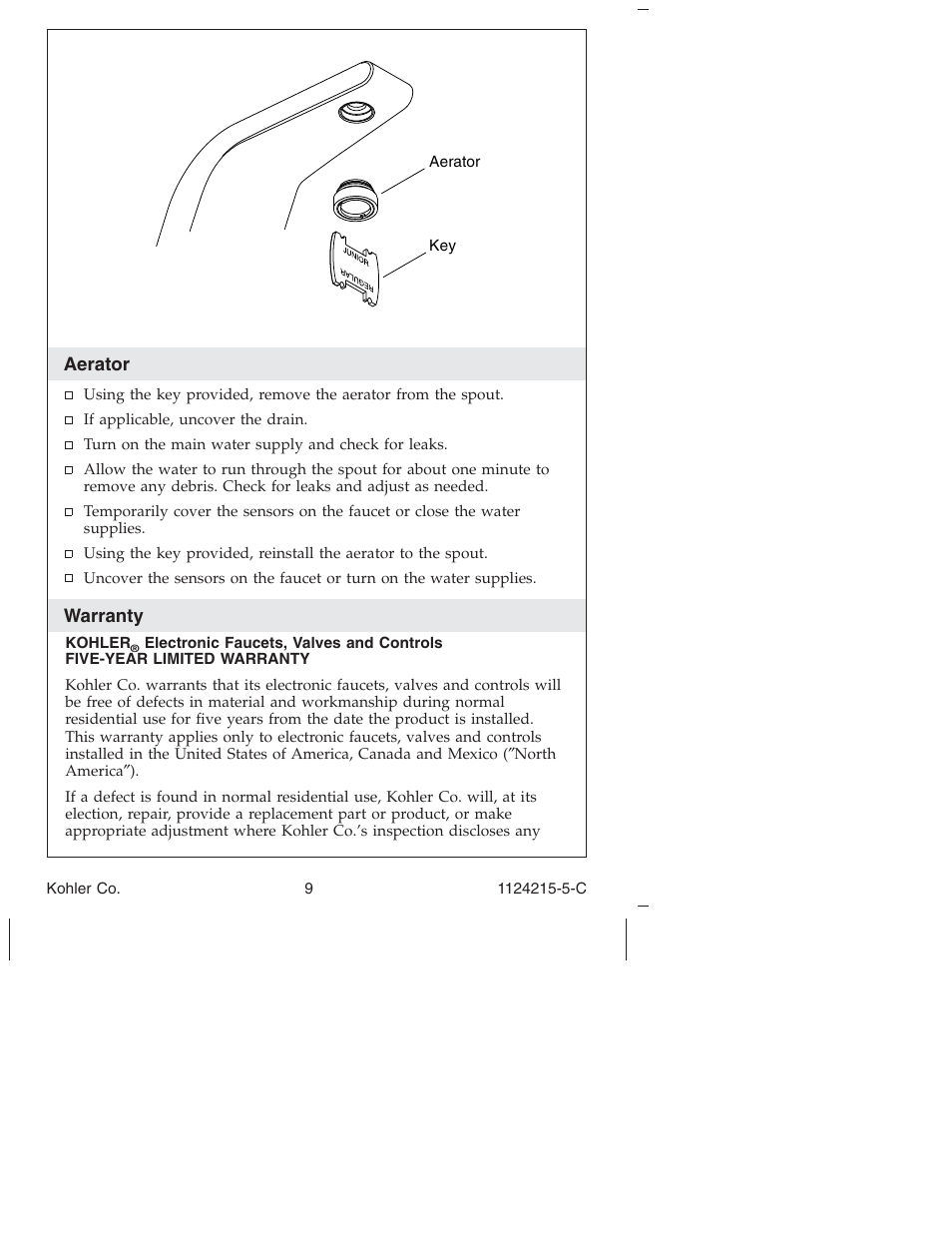 Kohler Touchless bathroom Sink Faucet K-13469 User Manual | Page 9 / 36