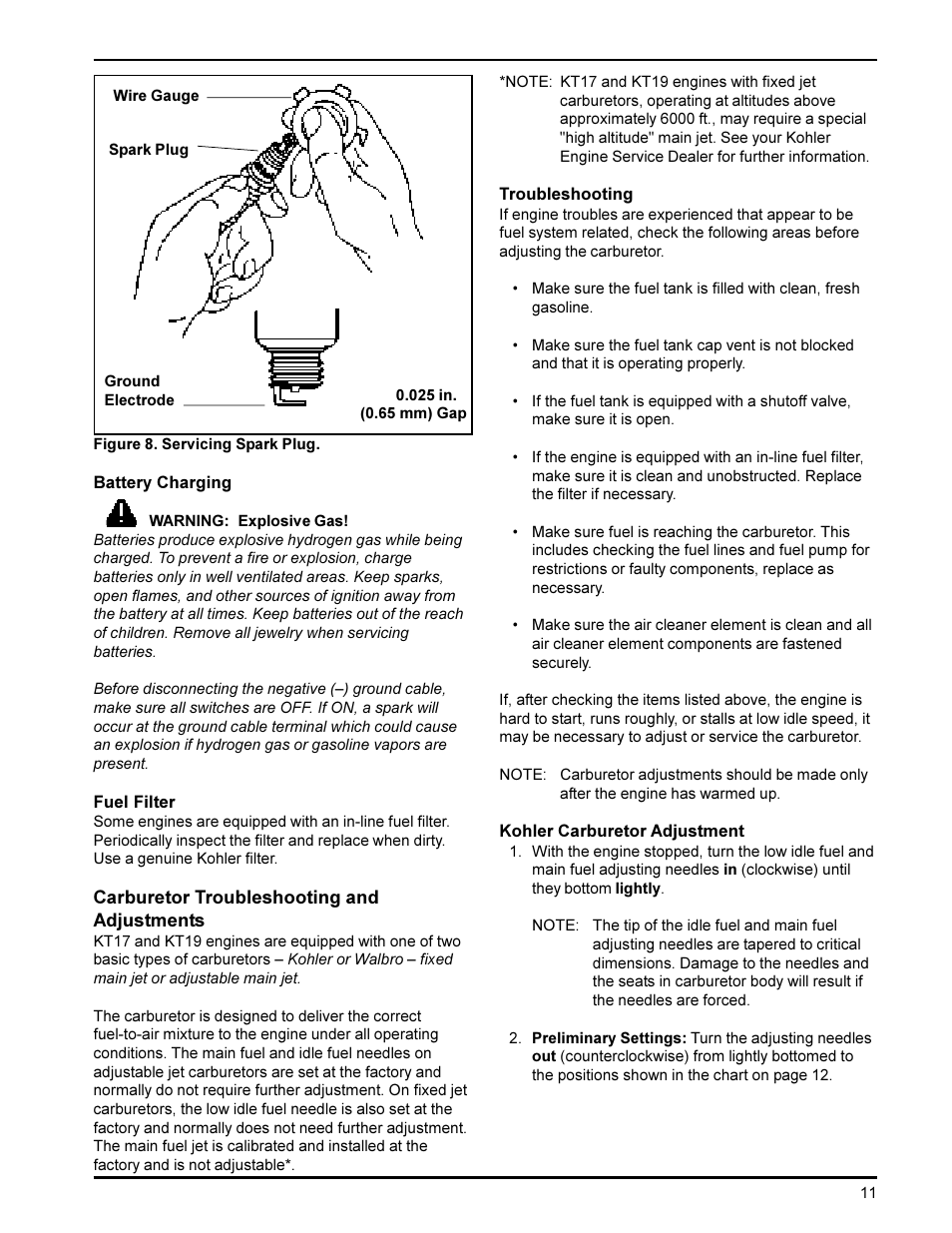 Kohler KT19 User Manual | Page 11 / 17