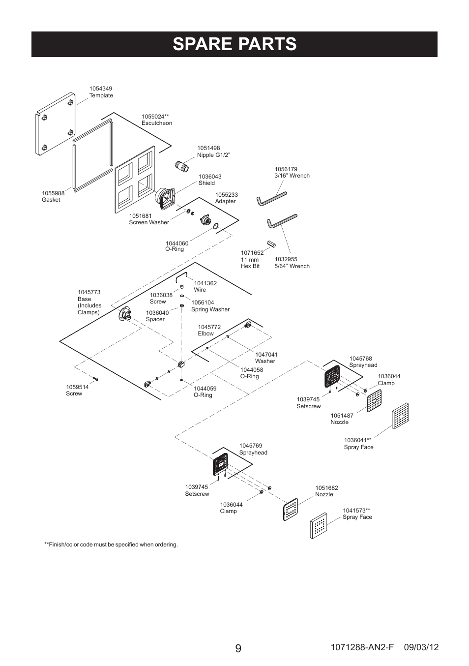 Spare parts | Kohler 8030A User Manual | Page 9 / 10