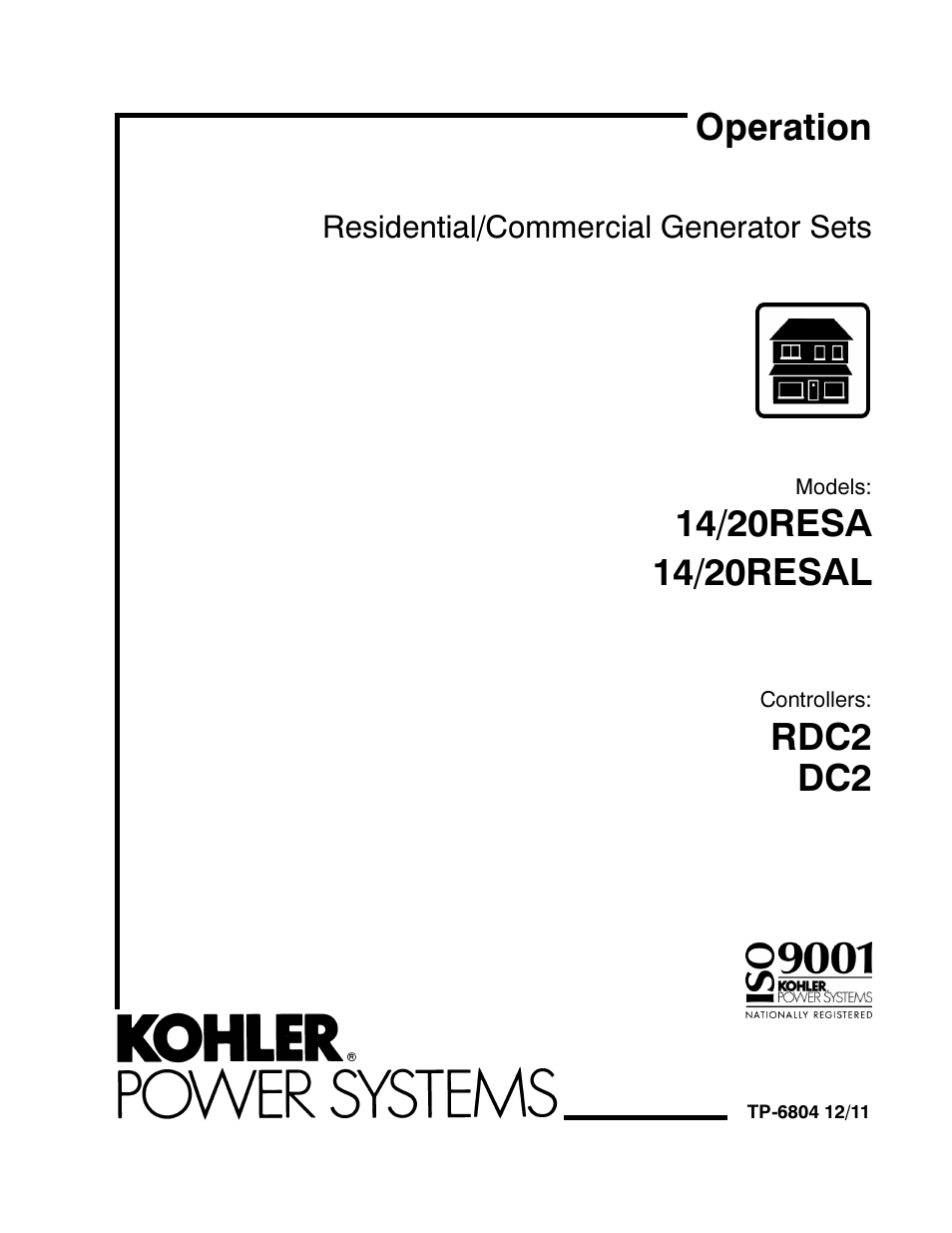 Kohler Power Systems 14/20RESA User Manual | 72 pages