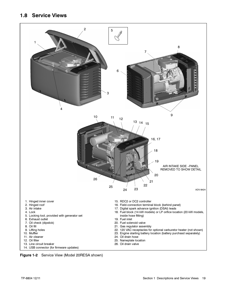 8 service views | Kohler Power Systems 14/20RESA User Manual | Page 19 / 72