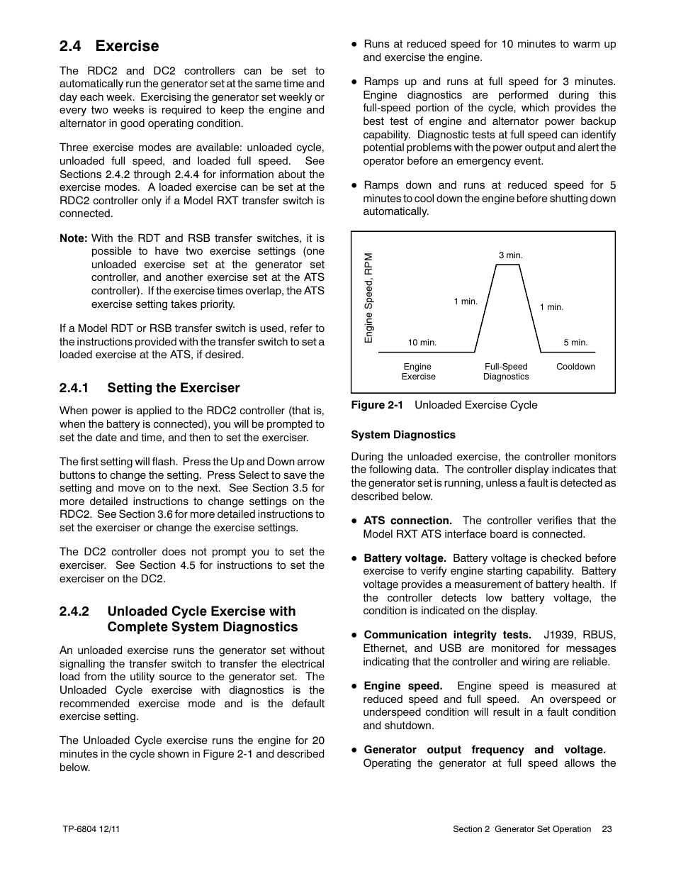 4 exercise, 1 setting the exerciser | Kohler Power Systems 14/20RESA User Manual | Page 23 / 72