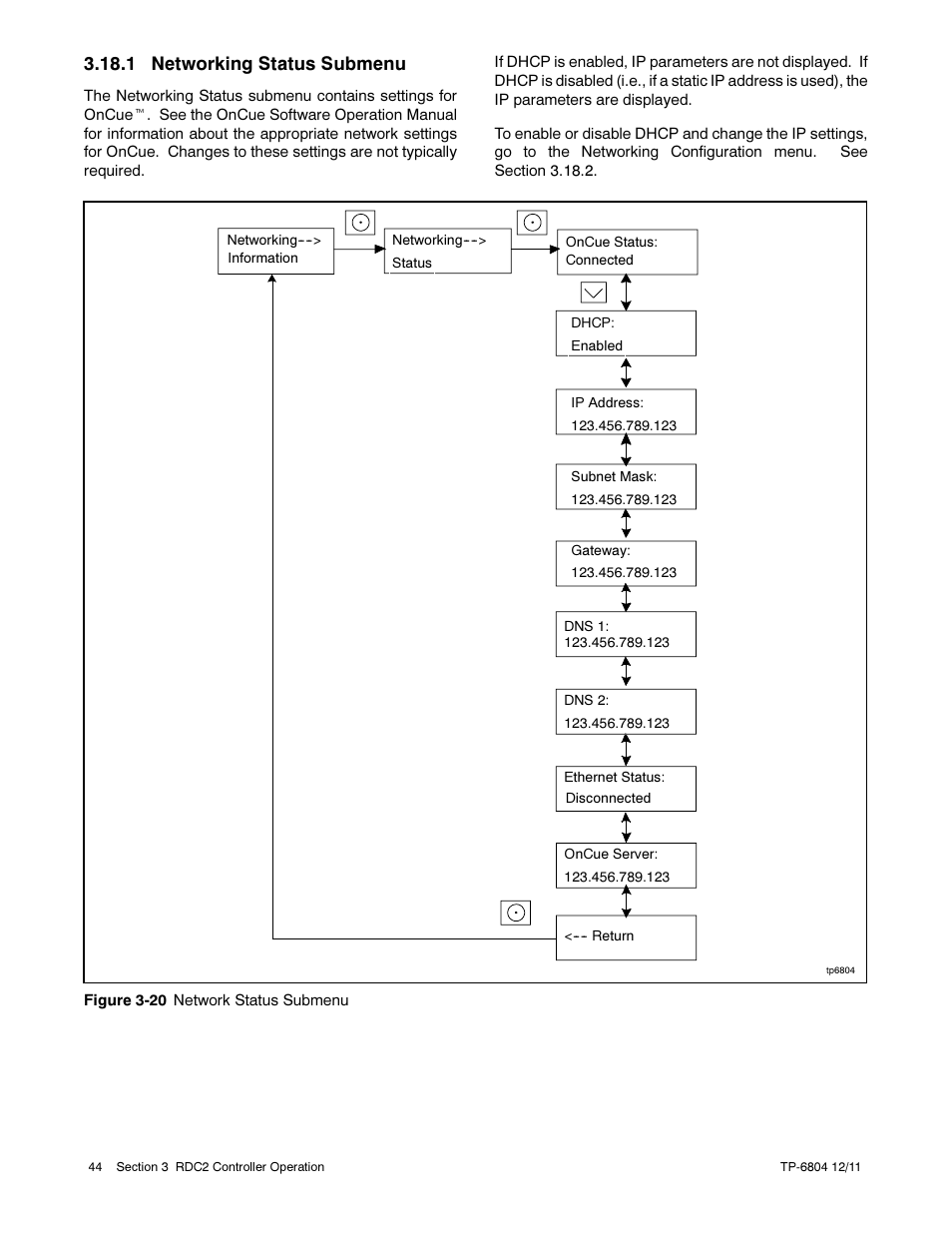 1 networking status submenu | Kohler Power Systems 14/20RESA User Manual | Page 44 / 72