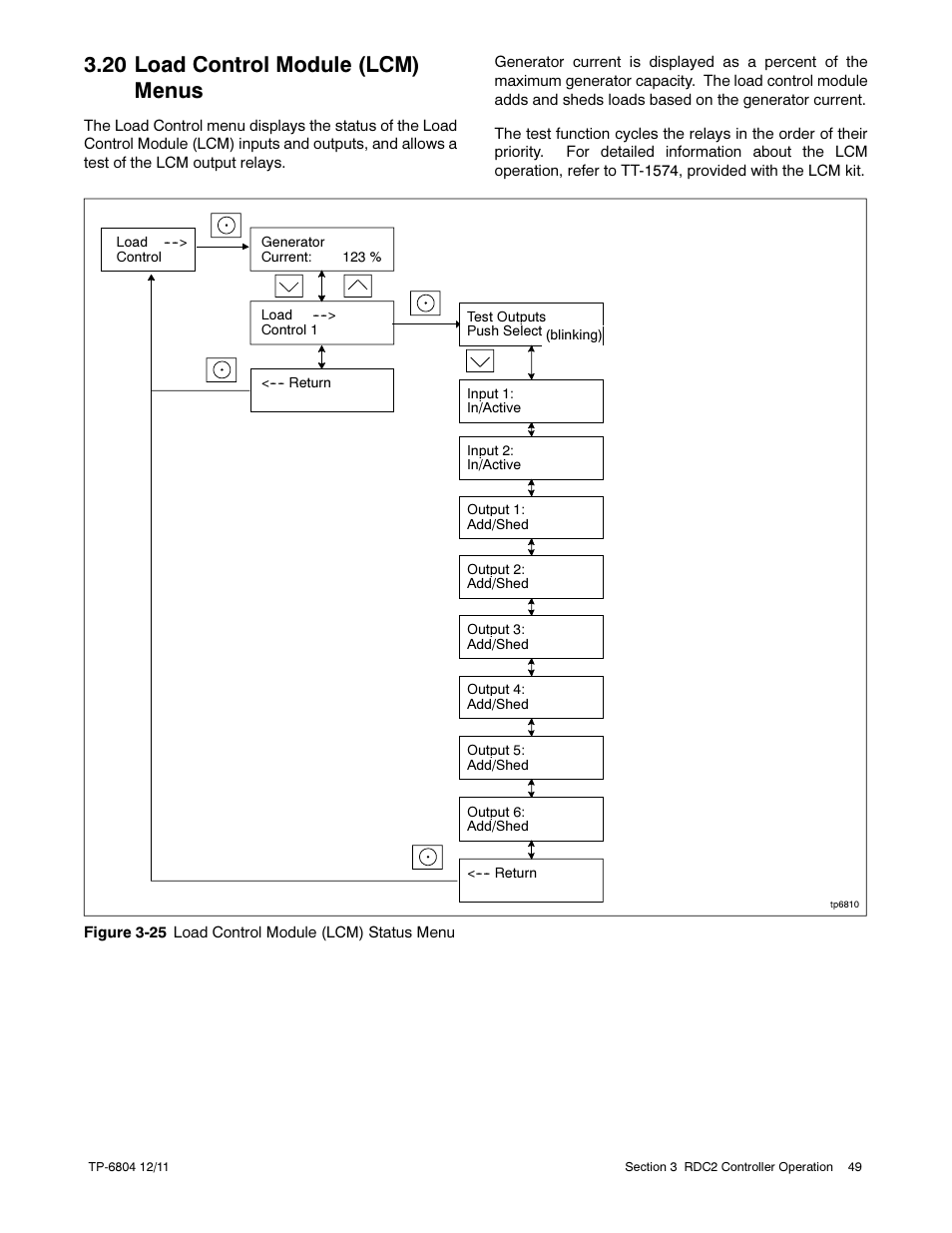 20 load control module (lcm) menus | Kohler Power Systems 14/20RESA User Manual | Page 49 / 72