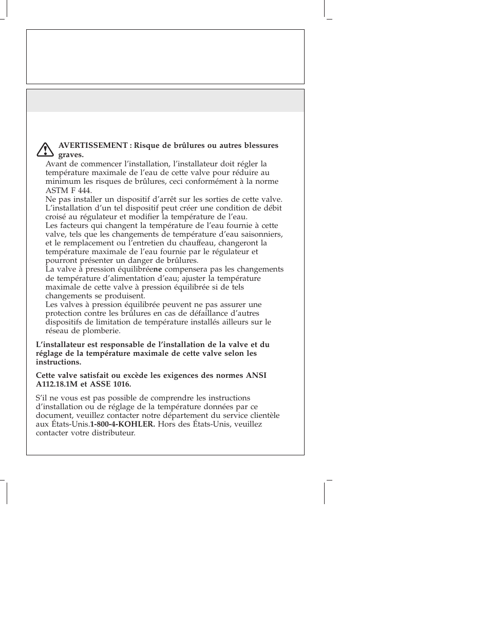 Instructions importantes, Guide d’installation, À lire et à laisser au client | Baignoire mono-contrôle et garniture de douche | Kohler Single-Control bath and Shower Trim K-T16116 User Manual | Page 11 / 32
