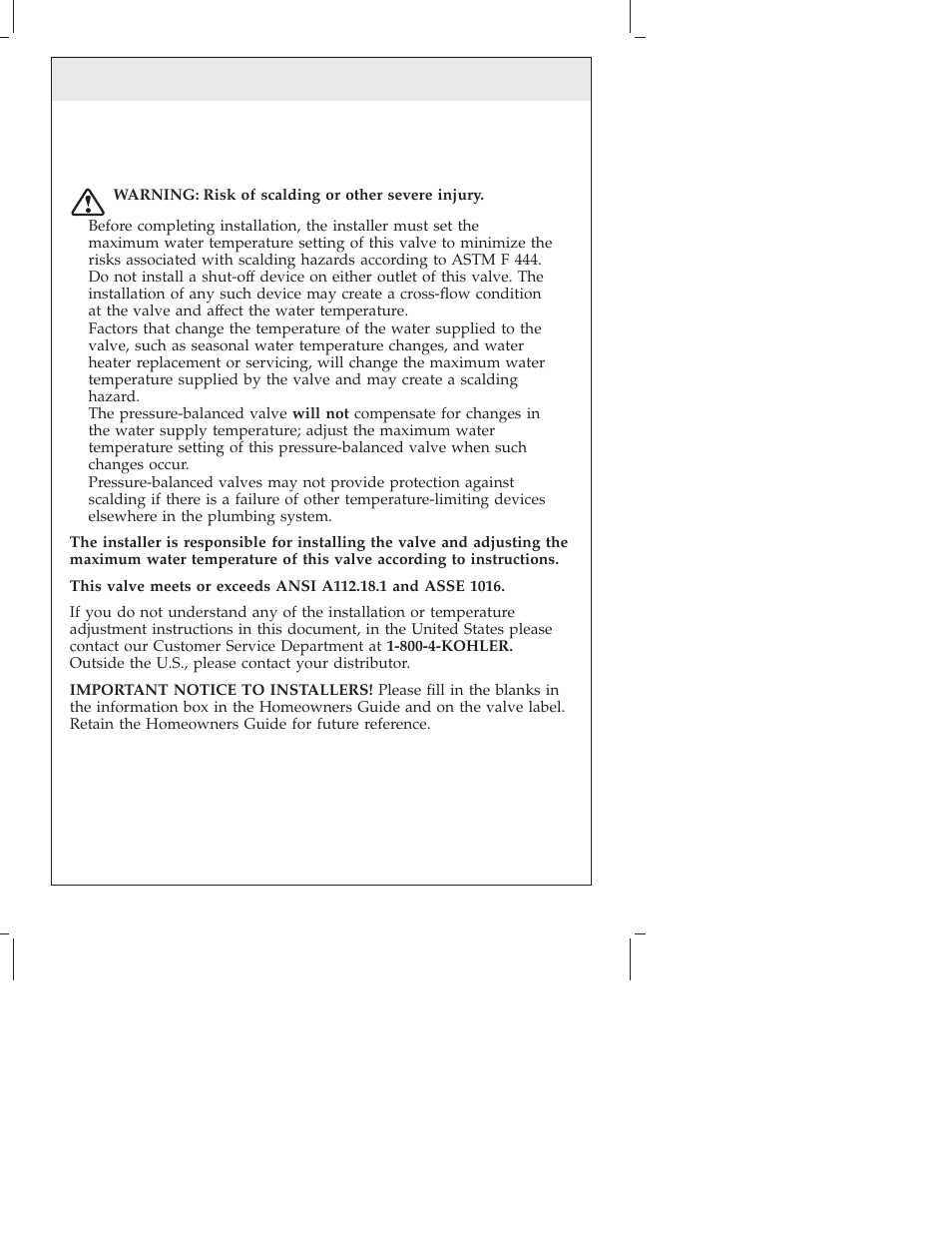 Important instructions, Read and save for the consumer | Kohler Single-Control bath and Shower Trim K-T16116 User Manual | Page 2 / 32