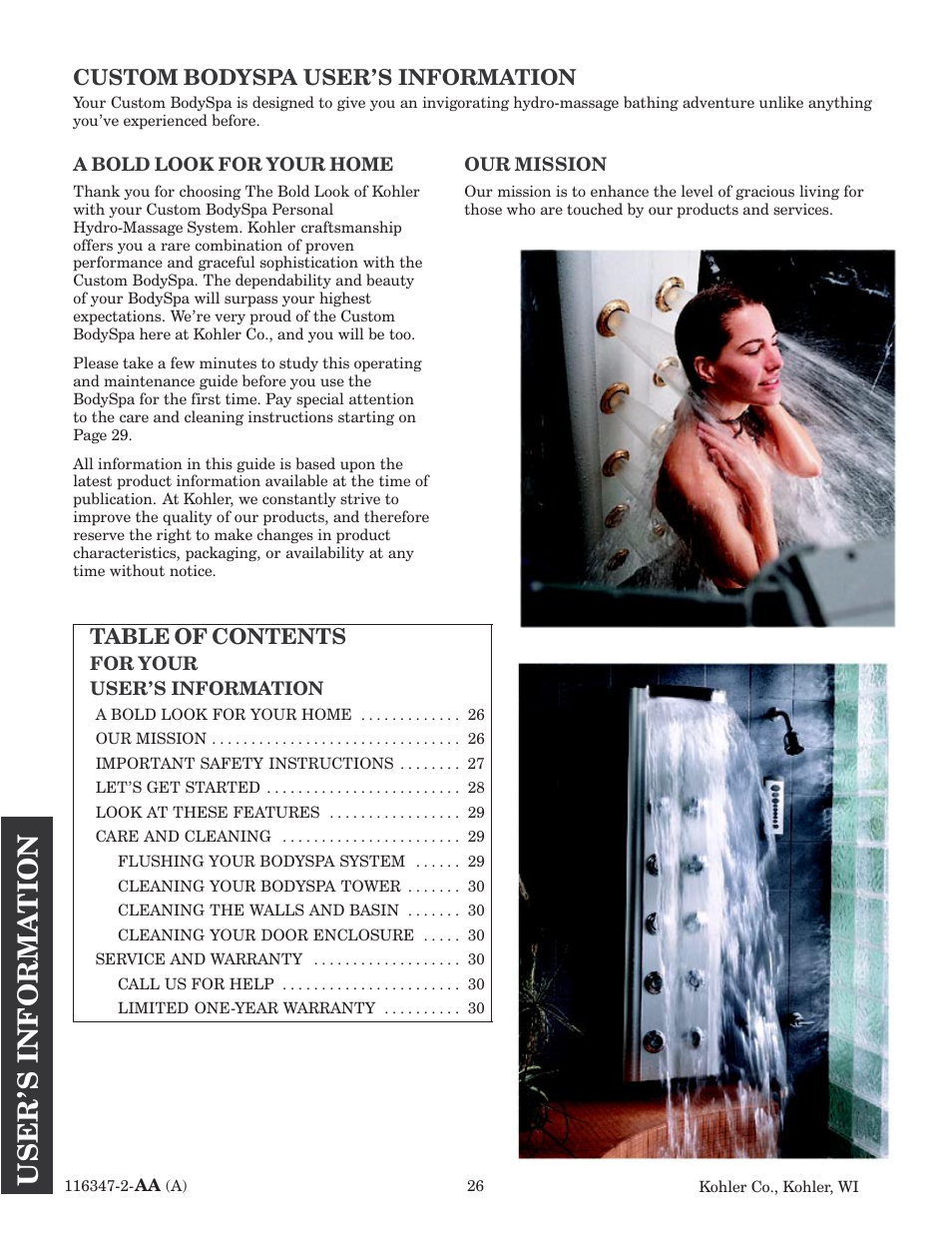 Kohler custom Bodyspa 116347-2 User Manual | Page 25 / 31